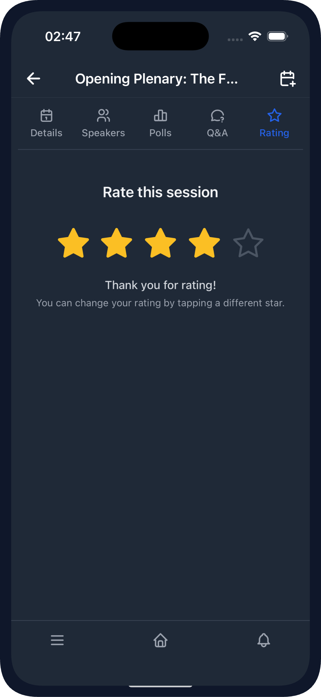 Session rating in the Evendoro event app